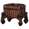 Brown and Cherry Oak Vanity Stool with Nailhead Trim