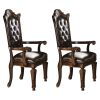 Espresso and Cherry Tufted Back Arm Chairs (Set of 2)