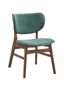 ACME Bevis Side Chair (Set-2), Green Fabric & Walnut Finish DN02314