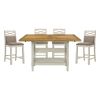 5pc Dining Set Counter Height Table Base with 2 Shelves