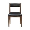 Black Leather Upholstered Side Chairs Set of 2, Modern Contemporary Cherry Finish Wooden Furniture Dining Chairs