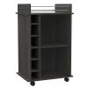 Dukat Bar Cart,Two Shelves, Six Built-in Wine Rack, Four Casters -Espresso