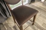 Set of 2pc Counter Height Chairs Dining Room Walnut Finish Solid wood Dark Chocolate Fabric Upholstered Modern Chair