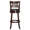 360-Degree Swivel Bar Chair Dark Cherry Finish Solid Wood Comfortable Footrest 1pc Dining Furniture