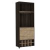 Fraktal Corner Bar Cabinet, Ten Built-in Wine Rack, Two Shelves, Double Door