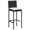 Garden Bar Stools with Cushions 4 pcs Black Poly Rattan
