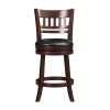 360-Degree Swivel Counter Height Chair Dark Cherry Finish Solid Wood Comfortable Footrest 1pc Dining Furniture