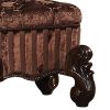 Brown and Cherry Oak Vanity Stool with Nailhead Trim