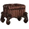 Brown and Cherry Oak Vanity Stool with Nailhead Trim