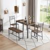 Dining Table Set, Barstool Dining Table with 2 Benches 2 Back Chairs, Industrial Dining Table for Kitchen Breakfast Table, Living Room, Party Room