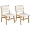 Hengming PU dining chair, no armrest with wooden legs, suitable for kitchen, dining room, living room, bedroom and other occasions,set of 2