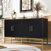 U_STYLE Distinctive Features of Four-Door Sideboard with Metal and Cross-Leg Design,Suitable for Living Rooms,Entrance and Study